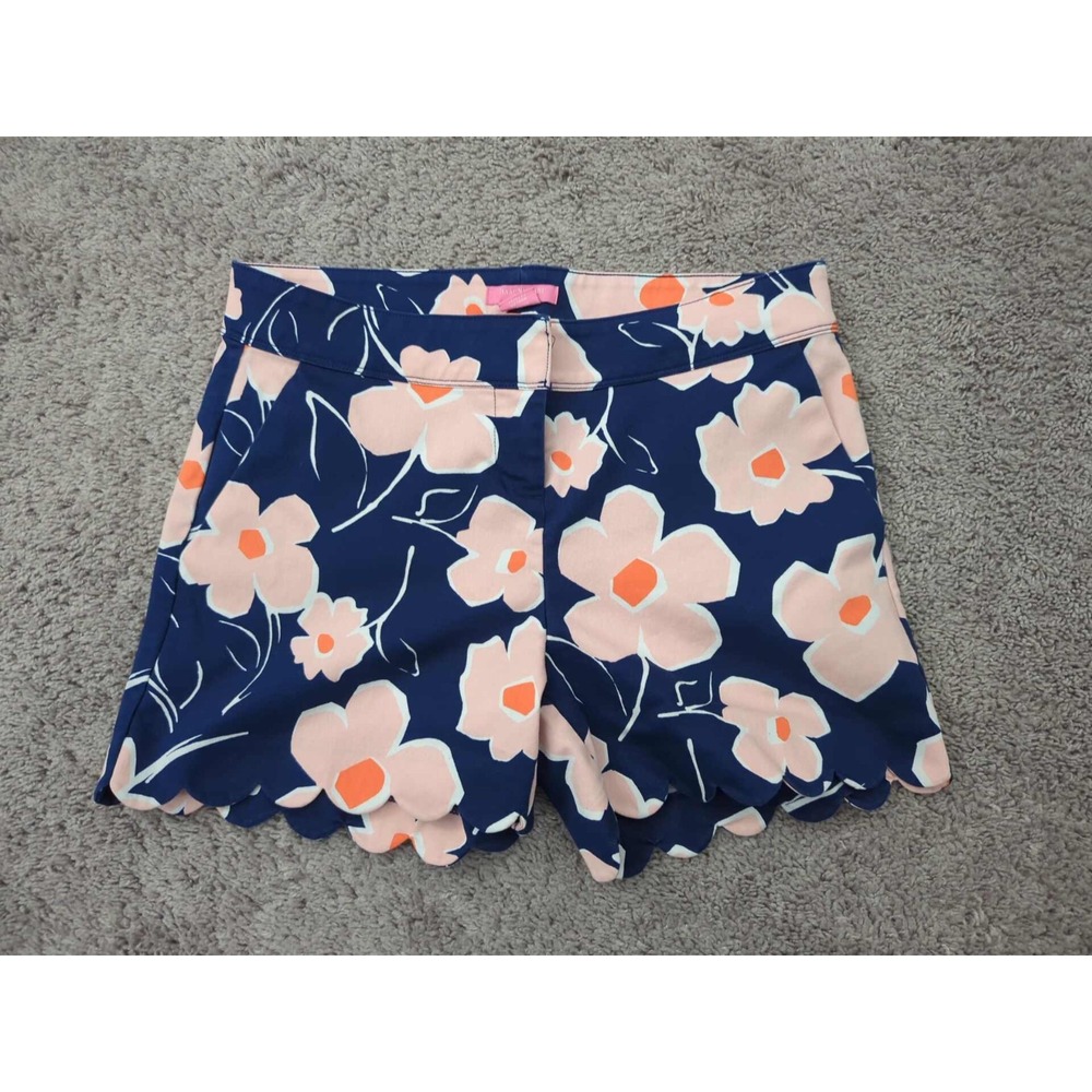 Isaac‎ Mizrahi Shorts Womens 10 Floral Print Mid Rise Scalloped Hem Stretch